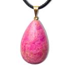 Colar Gota Pedra Amazonita Pink Montagem Pino Dourado