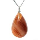 Colar Gota Pedra Aragonita Vermelha Castoação Pino Prata 950 Colar Gota Pedra Aragonita Vermelha Castoação Pino Prata 950