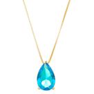 Colar gota pedra azul acqua marinha banhado a ouro 18K