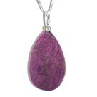 Colar Gota Pedra Purpurita Natural Montagem Pino Prata 950