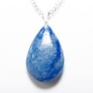 Colar Gota Quartzo Azul Pedra Natural Montagem Pino Prateado