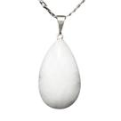 Colar Gota Quartzo Leitoso Pedra Natural Montagem Prateado