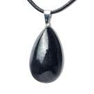 Colar Gota Quartzo Preto Montagem Pino e Presilha Prateado