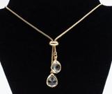 Colar Gravata com 2 Zircônias Cristal Detalhadas Banhado em Ouro 18K