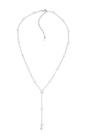 Colar gravata de pérolas com ponto de luz banhado a ródio branco - 40 cm + 7 cm extensor
