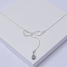Colar Gravata Folheado a Prata Infinito com Zircônia Gota Colar Gravata Folheado a Prata Infinito com Zircônia Gota