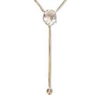 Colar Gravata Pedra Cristal Gema Natural Dourado