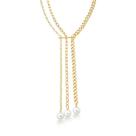 COLAR GRAVATA TRÊS VOLTAS COM ELOS E PÉROLAS BANHADO A OURO - 40cm + 5cm Extensor