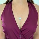 Colar Gravatinha Crucifixo Madrepérola Nossa Senhora