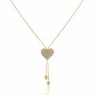 Colar Gravatinha Fixa com Zircônia Cristal Banhado em Ouro18k