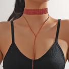 Colar Gravatinha Gargantilha Zircônia Festa Longo Strass Vermelho Festa-Colar Gravata Y Lariat Choker Cristais Pendente