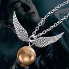 Colar Harry Potter Pomo de Ouro Quadribol Ouro - Pingente de Asa Prata Joia Geek de Hogwarts Colar Harry Potter Pomo de Ouro Quadribol Ouro - Pingente de Asa Prata Joia Geek de Hogwarts
