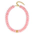 Colar HolidayQbee Grosso com Contas Rosa e Fecho Oval