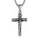 Colar HZMAN Jesus Crucifix Cross em aço inoxidável com corrente de 60 cm