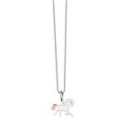 Colar Infantil 35cm Prata 925 Pingente Unicórnio Rosa Resinado Colar Infantil 35cm Prata 925 Pingente Unicórnio Rosa Resinado