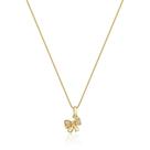 Colar Infantil 35cm Prata925 Pingente Laço Princesa Cravejado Banhado a Ouro 18K