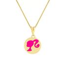 Colar Infantil Barbie Resinado Folheado a Ouro