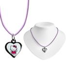 Colar infantil menina + pingente preto premium hello kitty pink moda criança ajustavel presente rosa