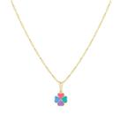 Colar Infantil Trevinho Resinado Folheado a Ouro