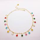 Colar Iris - Corrente de Corações - Zircônias Coloridas - Banhado a Ouro 18k