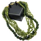 Colar Jade Verde E Peridoto Pedra Natural 7 Voltas 50cm Banho De Ouro 4814