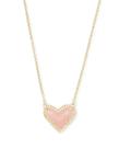 Colar Kendra Scott Ari Coração Quartzo Rosa Banhado a Ouro 14k