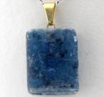 Colar Lamina Cianita Azul Mineral Natural Pino Dourado