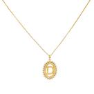 Colar Letra Strass Banhado a Ouro Hipoalérgico