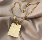 Colar letra Y, banhado a ouro, 40cm