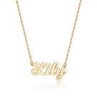 Colar Lily Ursteel, Colar Personalizado com Placa de Nome Lily Banhado a Ouro 14K para Mulheres