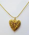 Colar Linha Prata Coração Relicário - Banhado A Ouro