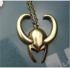 Colar Loki Marvel Capacete Chifres Liga de Zinco Metal Geek Nerd Thor Avengers Acessório Retro