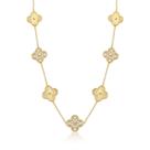 Colar longo com trevos cravejados intercalados banhado a ouro