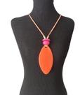 Colar Longo Feminino Cordão Maxi Pingente Oval Resina Moderno