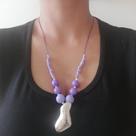Colar longo feminino Lilás macramé