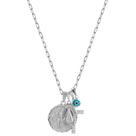 Colar longo medalha martha amuletos folheado em rodio branco
