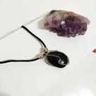 Colar longo preto unissex pedra natural