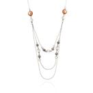 Colar Longo Three Chains Rose - Cristais Transparentes e Rose - Banhado a Ródio Branco