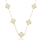 Colar longo trevo madrepérola virginia banhado a ouro 18k