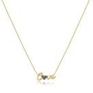 Colar love com coração cravejado com micro zirconia colorida banhado a ouro 18k