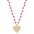 Colar love coração olho grego zircônias murano pink folheado a ouro 18k