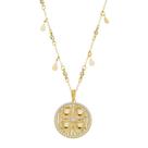 Colar luck medalha trevo de quatro folhas zircônias folheado a ouro 18k