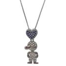 Colar Mãe e Filhos - Menino com coração estruturado cristal azul ródio negro Colar Mãe e Filhos - Menino com coração estruturado cristal azul ródio negro