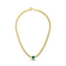 Colar malha snake com cristal esmeralda banhado a ouro - 40 cm