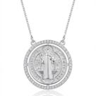 Colar Mandala São Bento Micro Zircônia Cristal Banhado a Prata