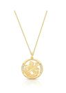 Colar mandala são jorge com cravação lateral banhado a ouro - zircônia e corrente veneziana