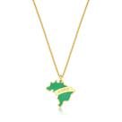 Colar Mapa do Brasil Esmaltado e Revestido em Ouro