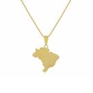 Colar Mapa do Brasil Liso Semi Joias Banhado Ouro 18k