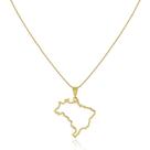 Colar Mapa Do Brasil Patriota Banhado A Ouro 18k