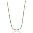 Colar Mara Riviera Colorida Quadrada Fina banhada em ouro 18k